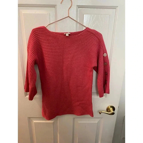 J. Jill Orange Long Sleeves waffle weave Sweater Size Small - Picture 1 of 3